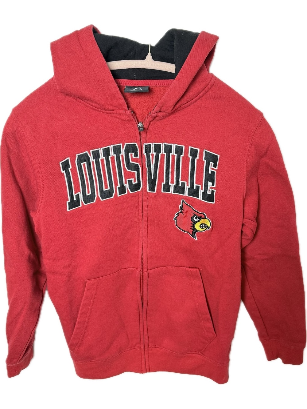 Colosseum Youth Medium (12-14) Louisville Red Full-Zip Hoodie with Black Lining
